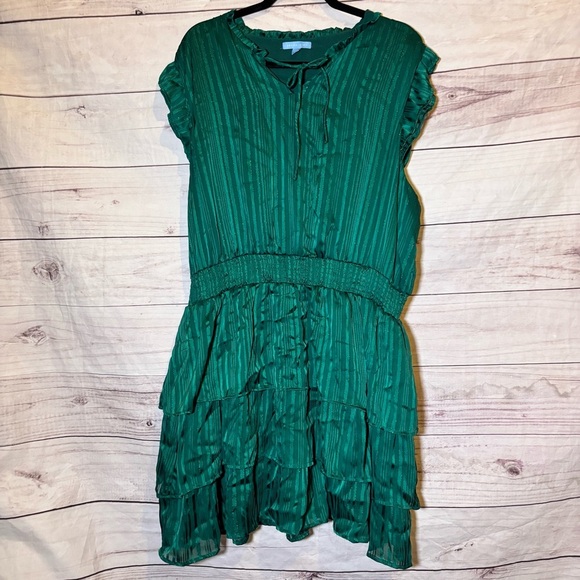Draper James Teal Tiered Ruffled Fit and Flare Sleeveless Dress XXL - Picture 2 of 9